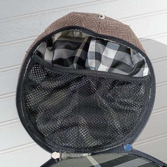 Men's Peaky Cap Tweed Wash Bag Zip Travel Toiletry Bag Blinders Style Hat Case - Picture 7 of 11